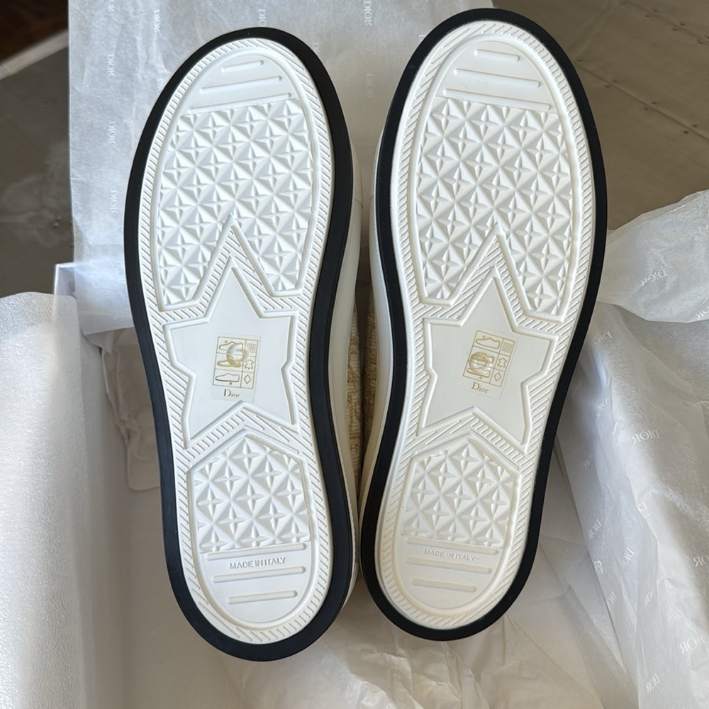 Christian Dior platform gold metallic logo sneaker trainers flats sz 39 with box - Picture 8 of 10